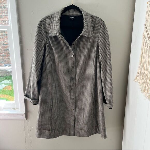 Worth Houndstooth Wool Blend Trenchcoat - Picture 1 of 8